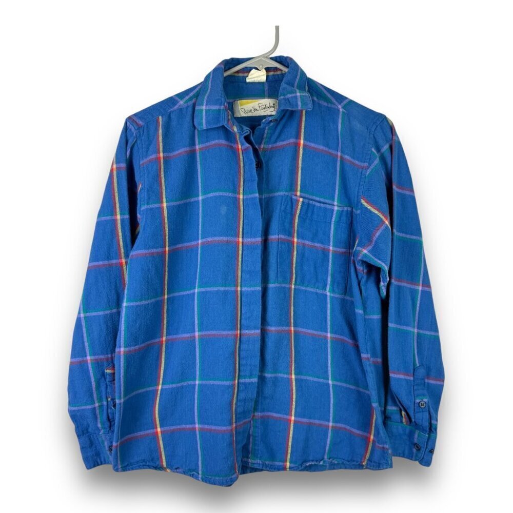 Vintage Diane Von Furstenberg Womens Sz 8 Flannel Long Sleeve Button Up Shirt